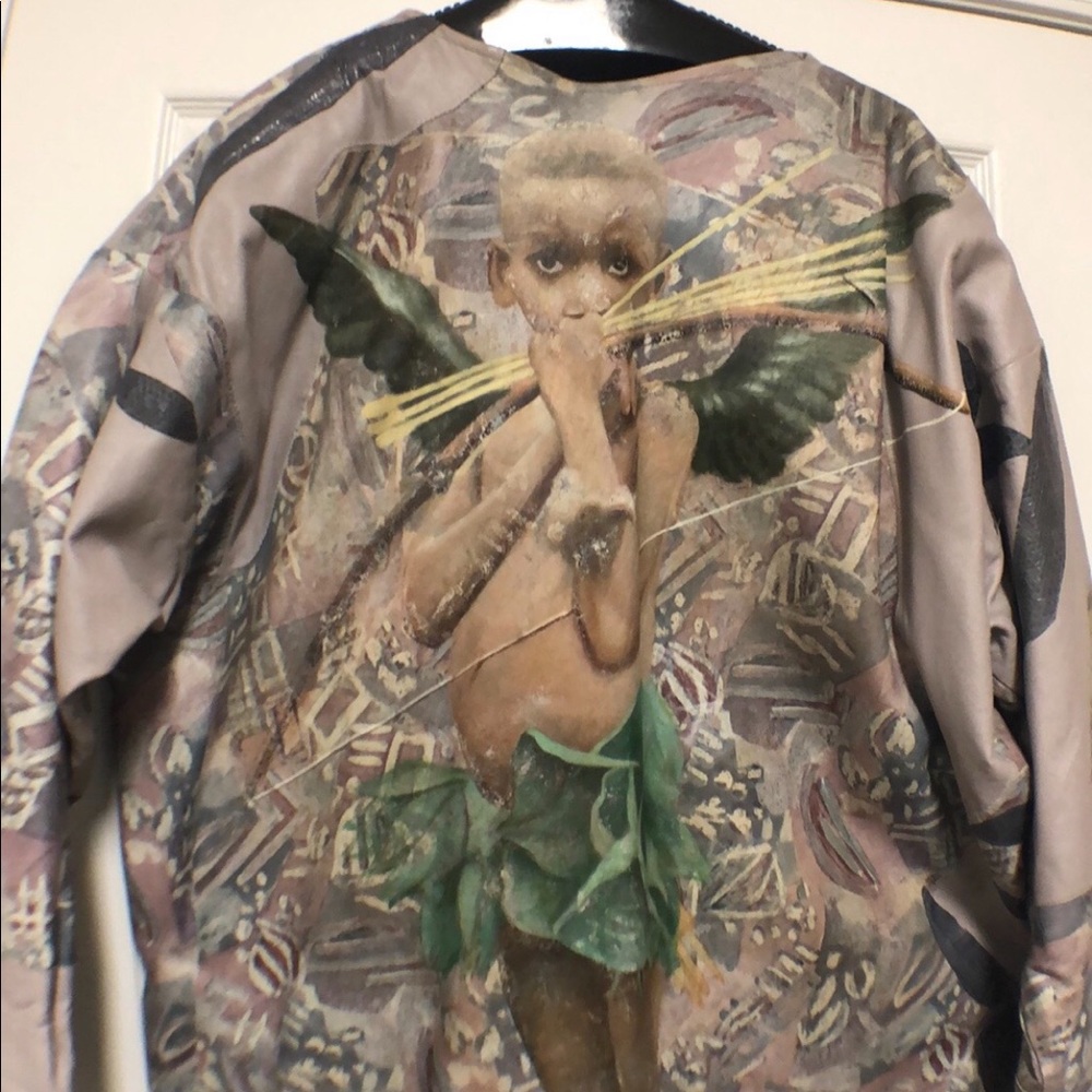 Wearable Art Hand painted leather coat by SIDLAUSKAS